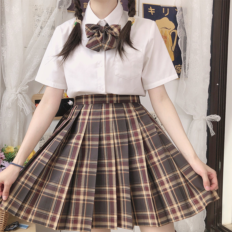 チェックスカート 学院風クラシック格子柄プリーツミニスカート