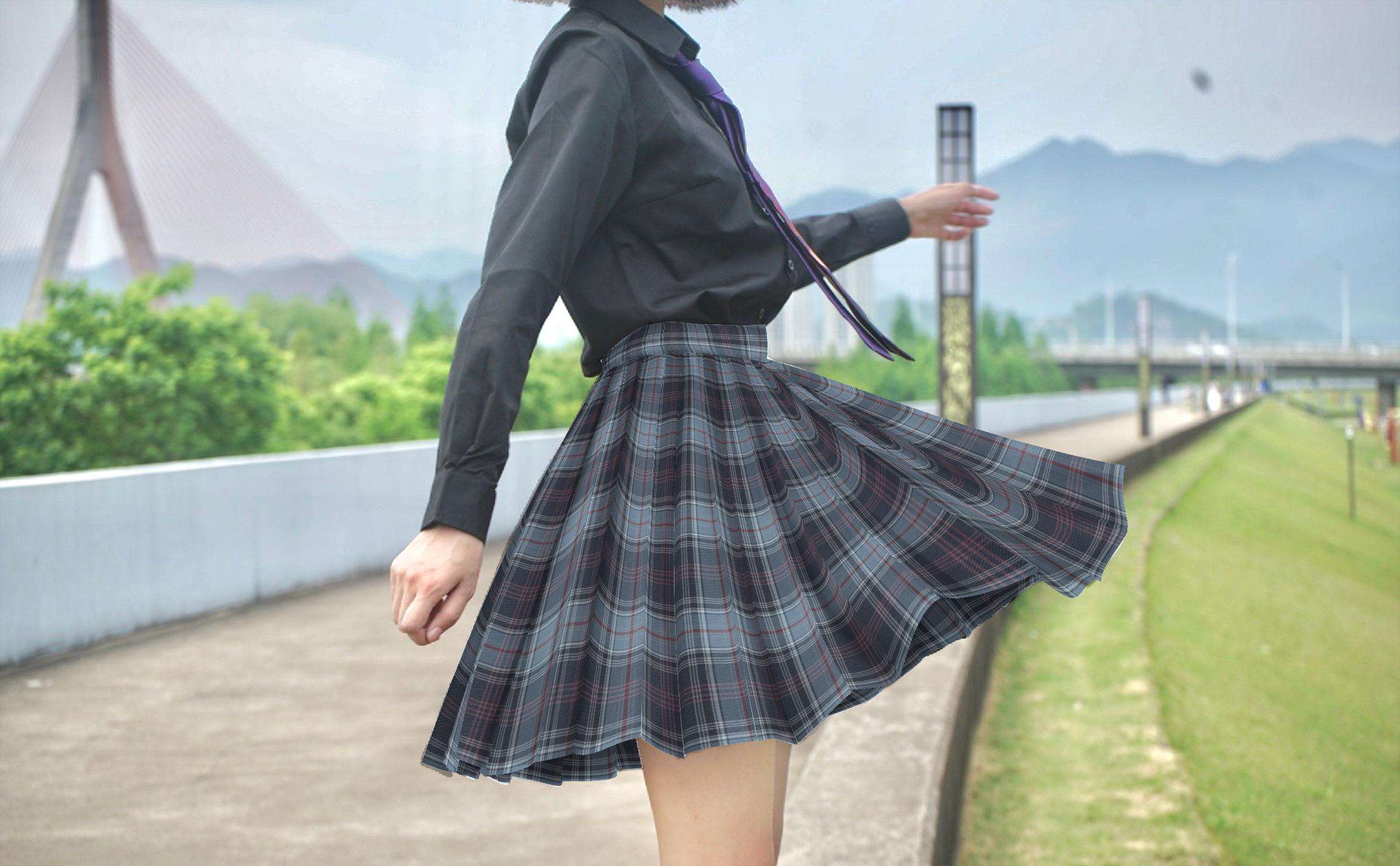 制服風プリーツチェックスカート