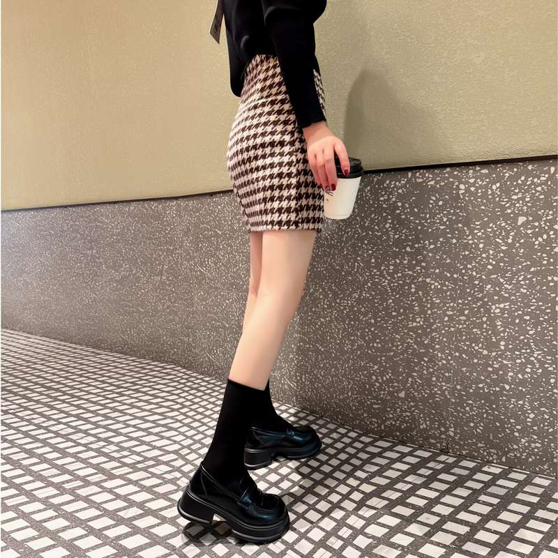 チェックスカート レトロ千鳥格子スカート