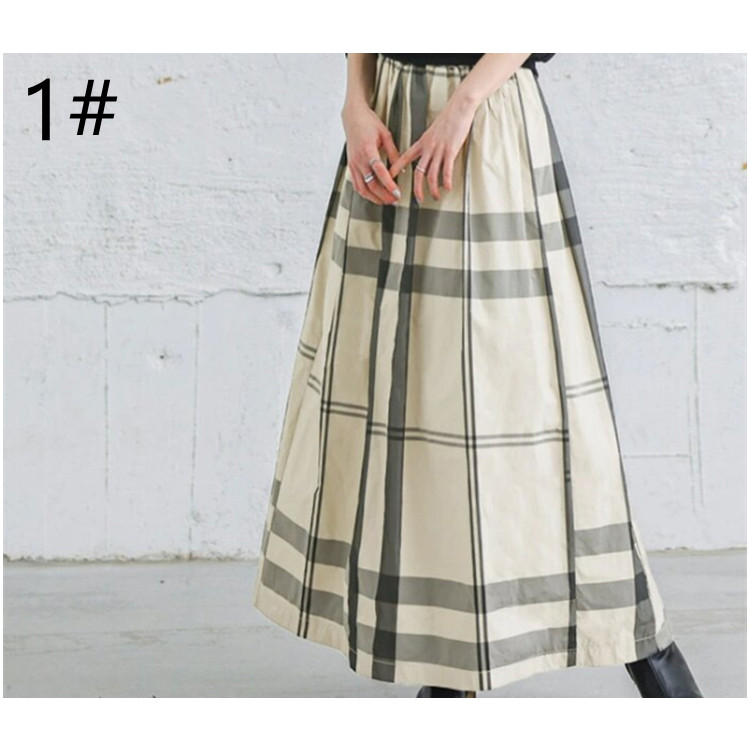 チェックスカート チェック柄ロングスカート 体型カバー 大人カジュアル 全色展開