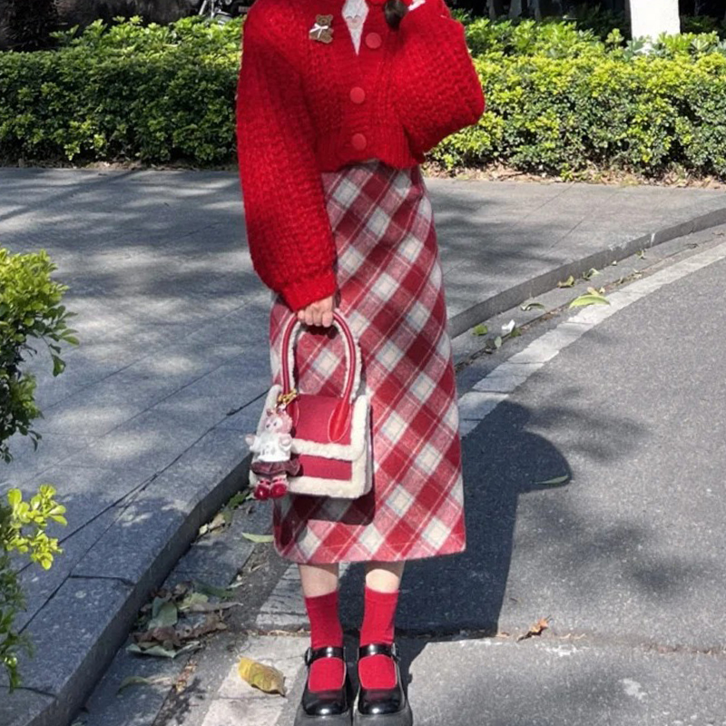 チェックスカート チェック柄ミモレスカート