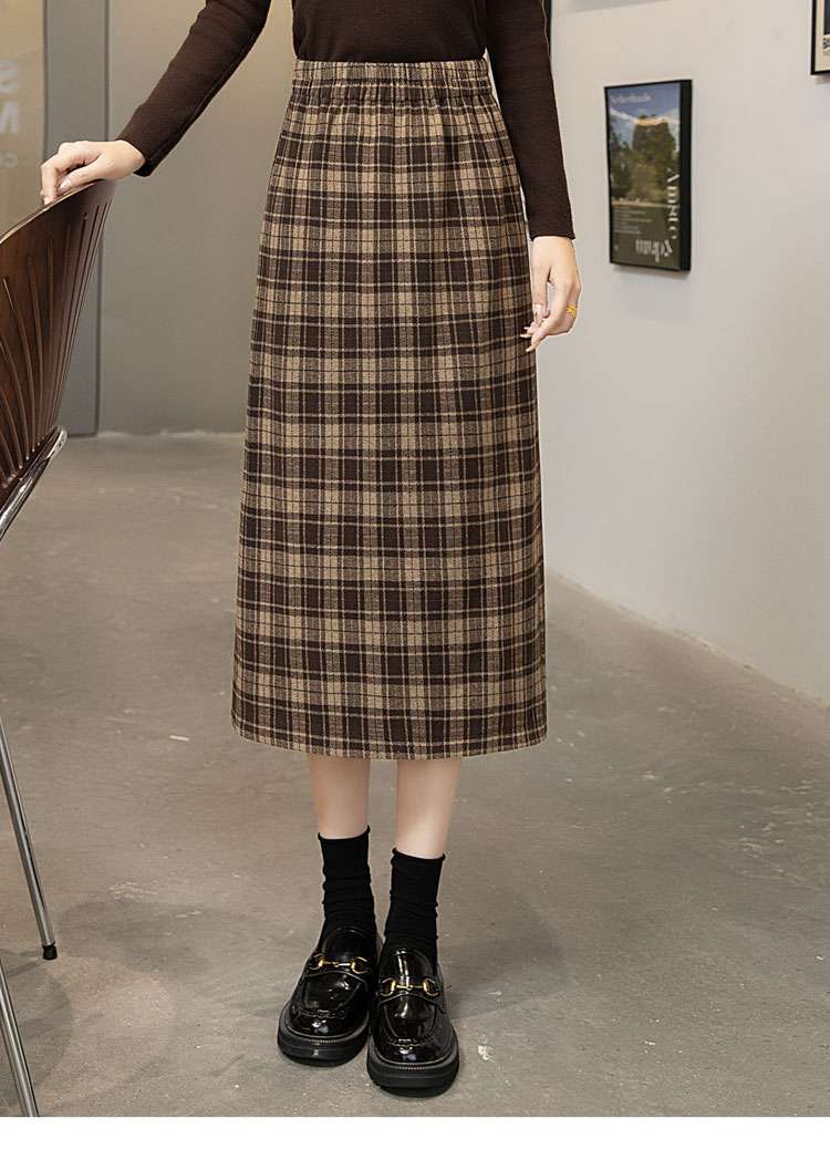 チェックスカート レトロチェックロングスカート