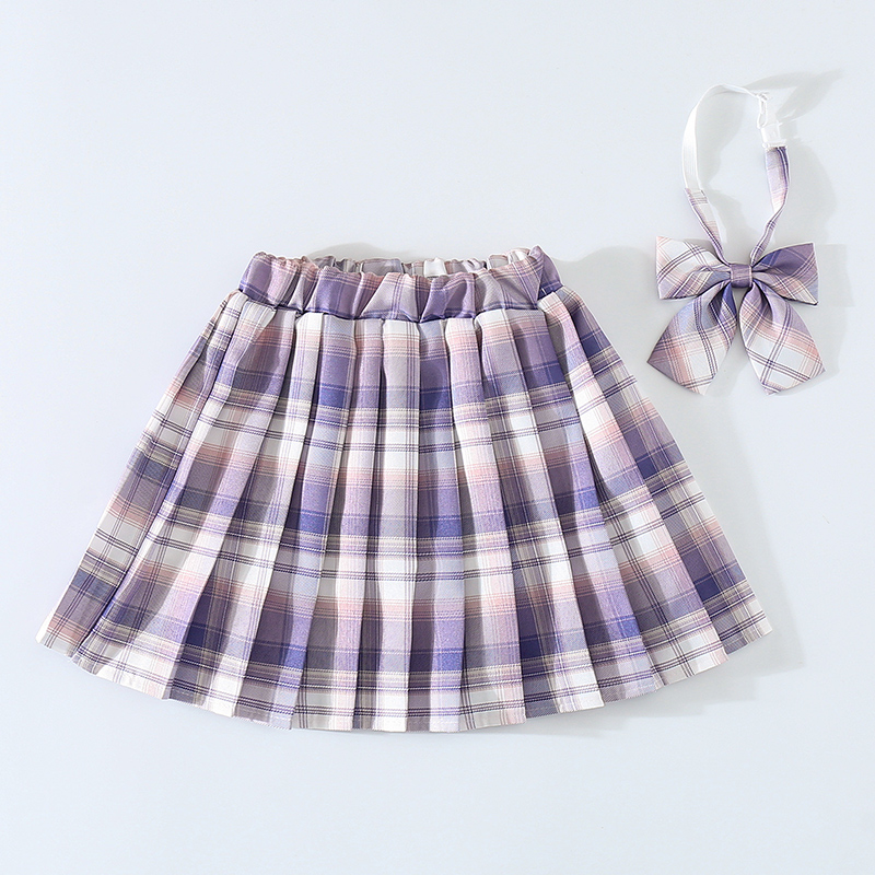 リボン付きプリーツチェックスカート