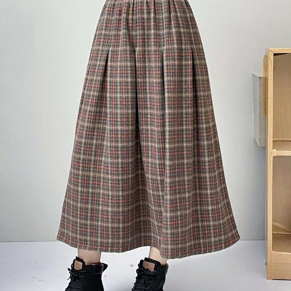あったかロング丈チェックスカート