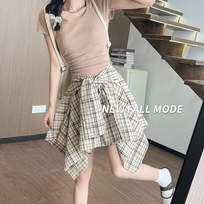 チェックスカート 可愛いチェック柄ミニ丈ティアード裾スカート