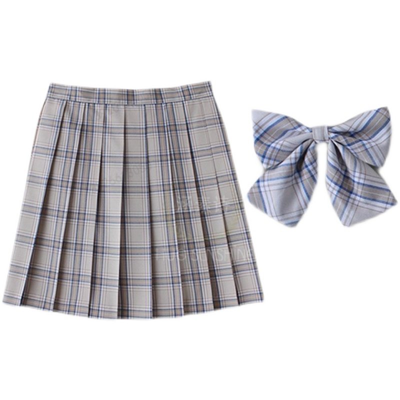 チェックスカート プリーツ仕立てチェック柄ミニスカートリボン付き