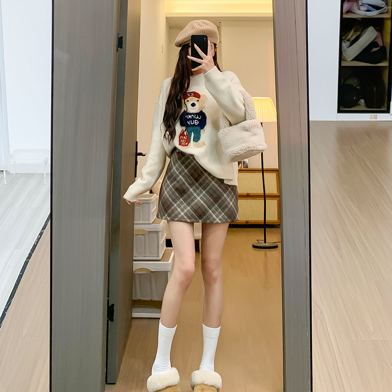 チェックスカート あったかウール混チェックミニスカート