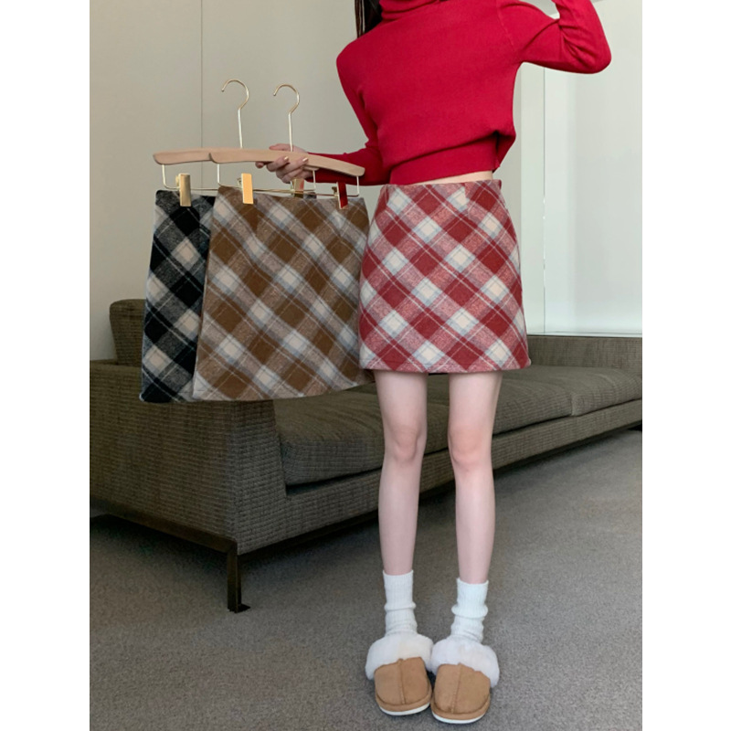 チェックスカート バイアス柄チェックタイトミニスカート