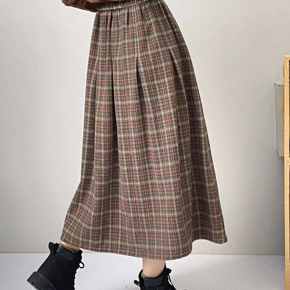 あったかロング丈チェックスカート