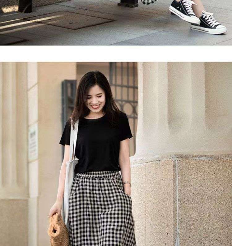 モダンチェックスカート ミモレ丈