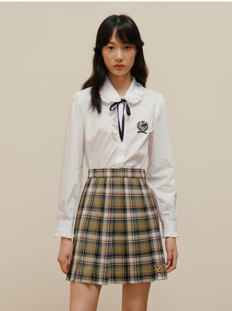 プリーツ入り制服風チェックスカート