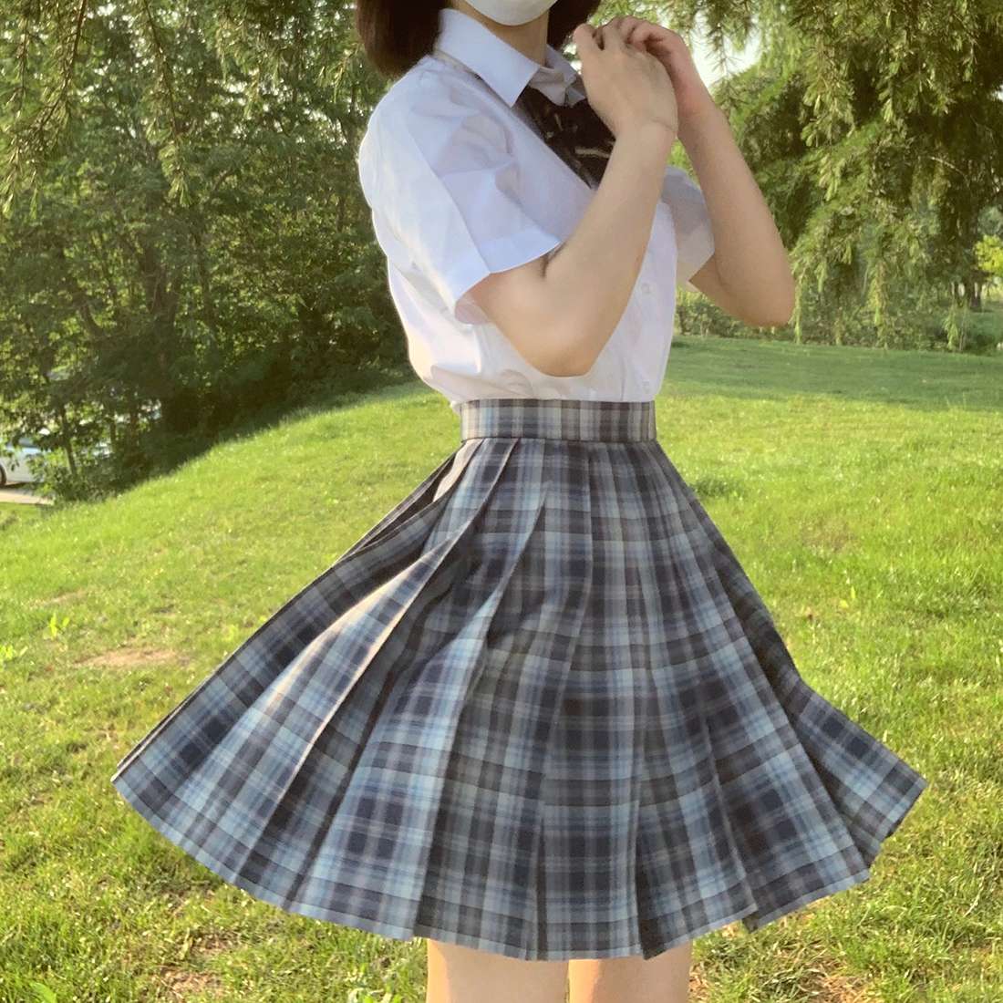 制服風チェックスカートプリーツセット
