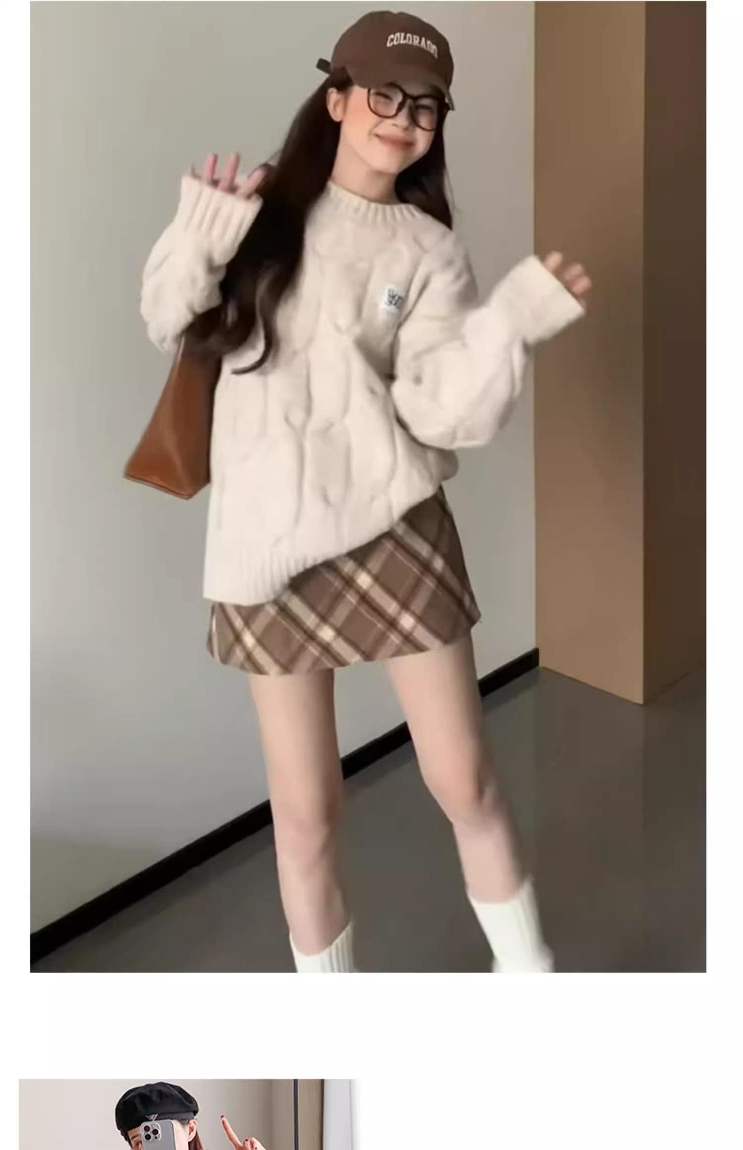 チェックスカート シンプルプリーツチェックミニスカート