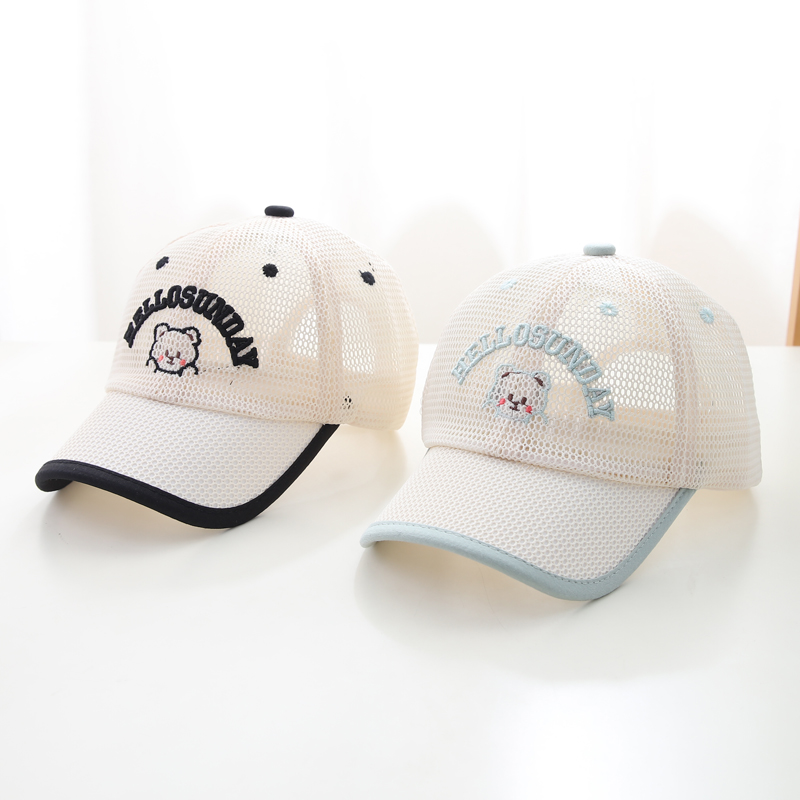 キッズ帽子 メッシュ素材 クマさん刺繍キャップ