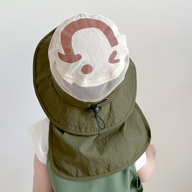 キッズ帽子 メッシュ付き日よけバケットハット