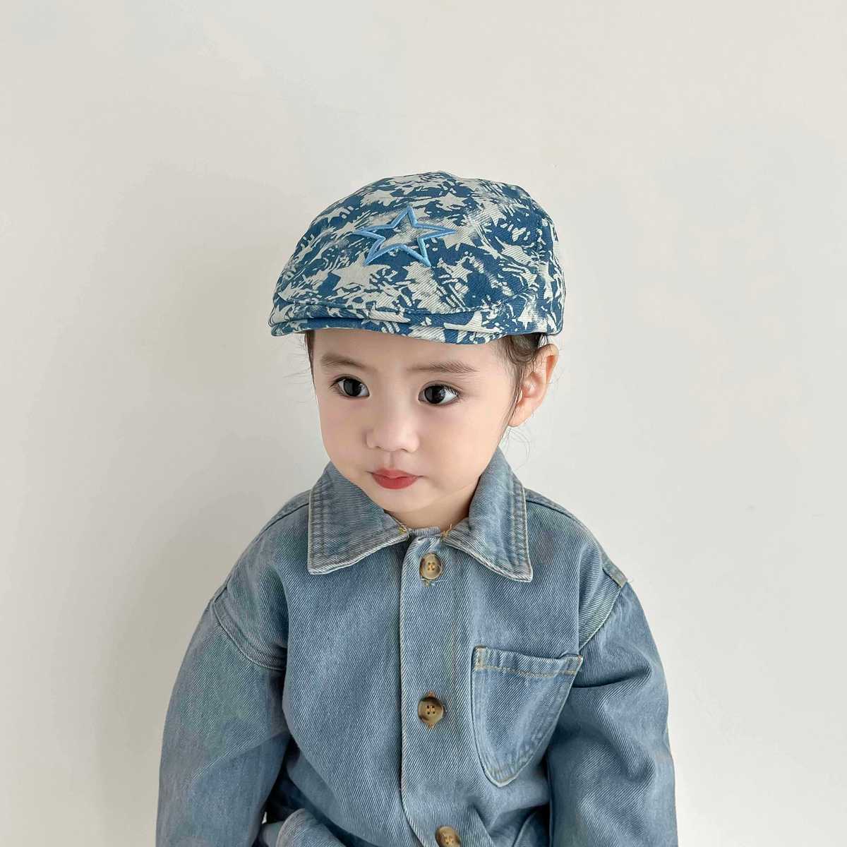 キッズ帽子 星空迷彩の子供用キャスケット