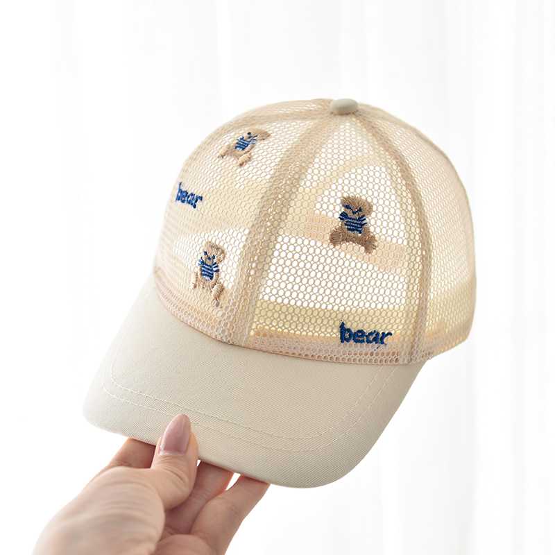 キッズ帽子 くまさん刺繍 メッシュキャップ
