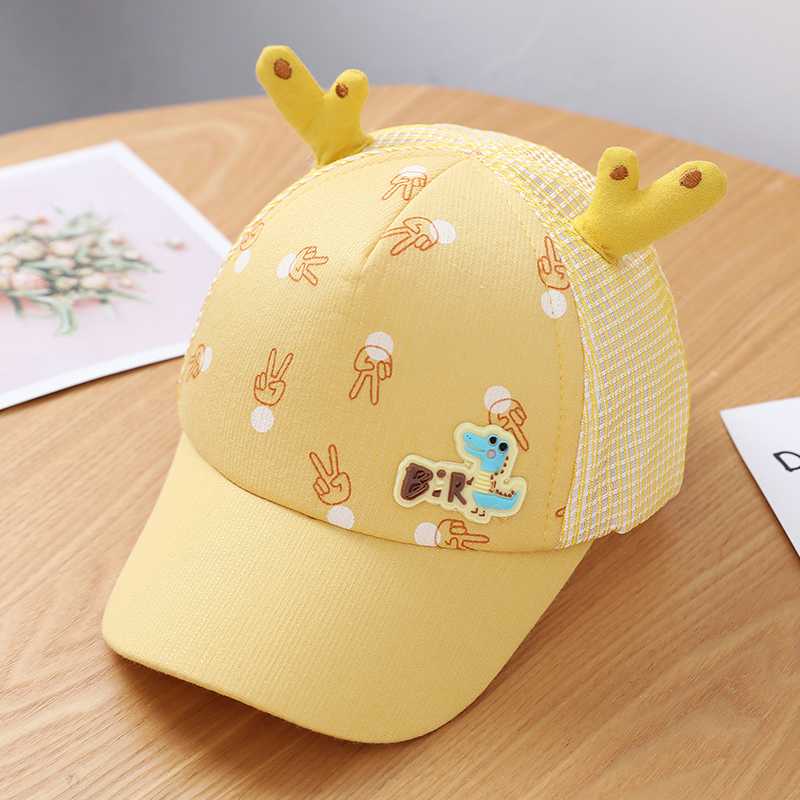 キッズ帽子 かわいい角付きメッシュキャップ