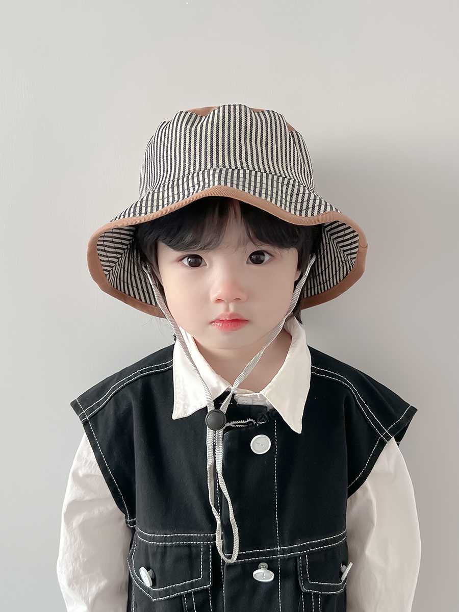 キッズ帽子 にこにこストライプバケットハット