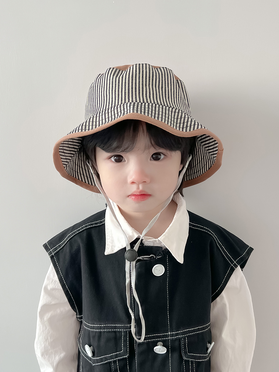 キッズ帽子 にこにこストライプバケットハット