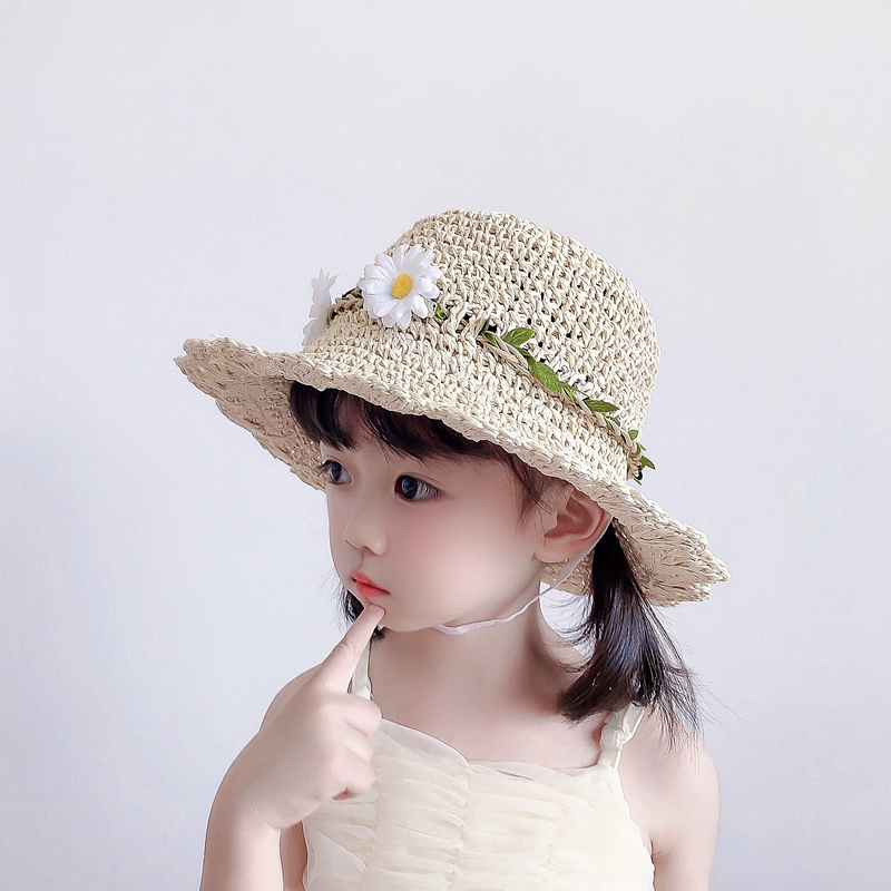 キッズ帽子 お花いっぱい麦わらハット