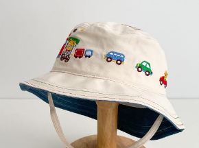 キッズ帽子 ベビー帽子 乗り物柄 可愛い子供用つば広帽　ベビーバケットハット