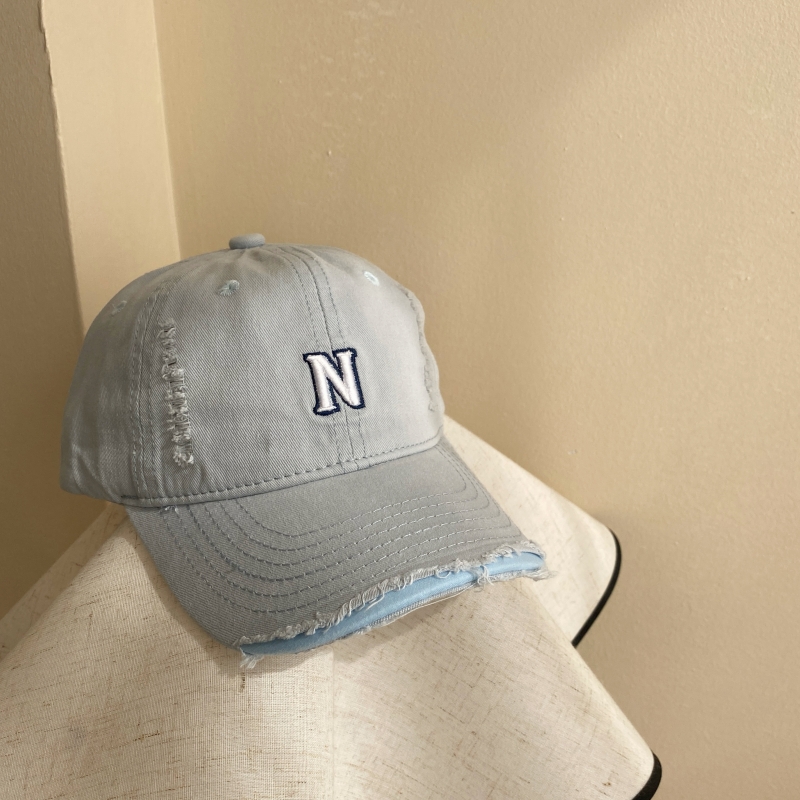 キッズ帽子 イニシャル「N」刺繍ダメージヴィンテージキャップ