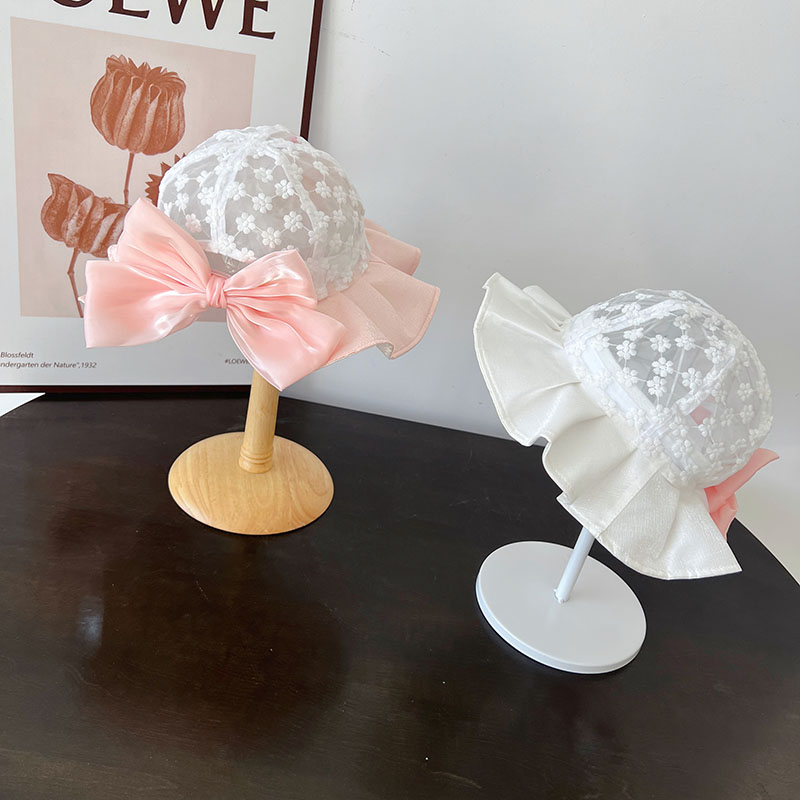 キッズ帽子 お花レース フリルリボン バケットハット