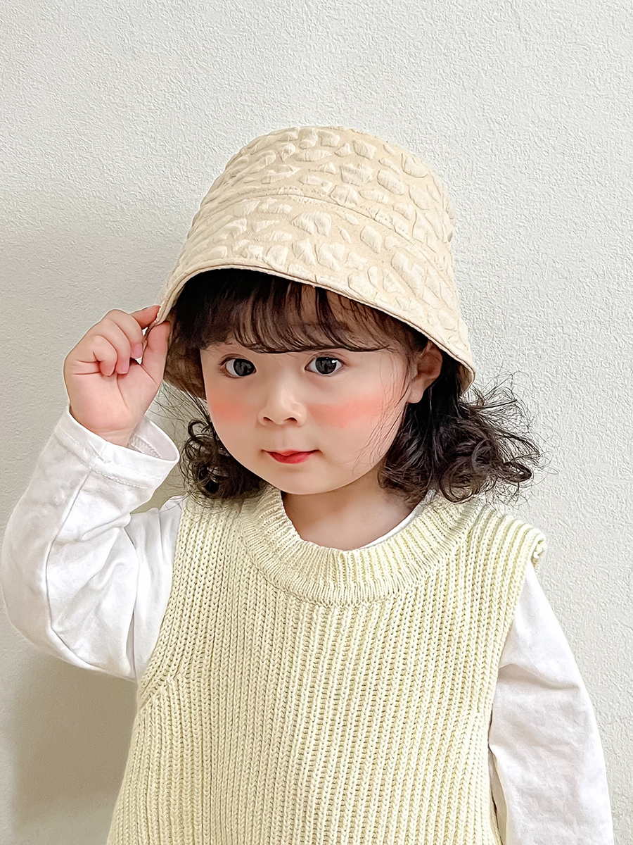 キッズ帽子 ふんわり模様のキッズバケットハット