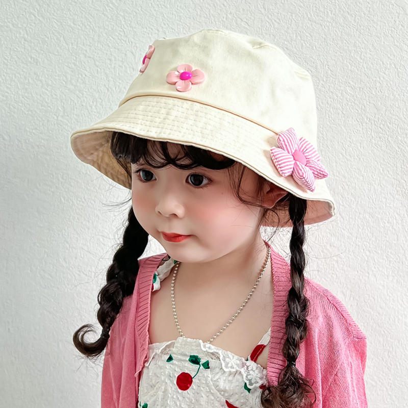 キッズ帽子 お花飾り付きやわらか帽子