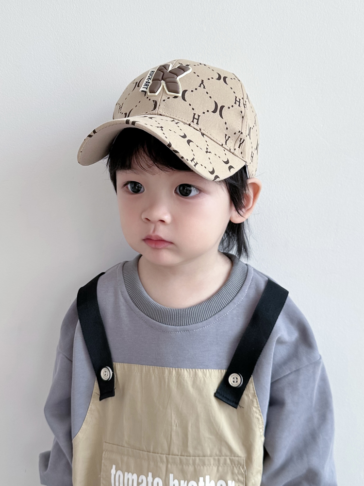 キッズ帽子 モノグラム模様 子供用キャップ 立体刺繍入り