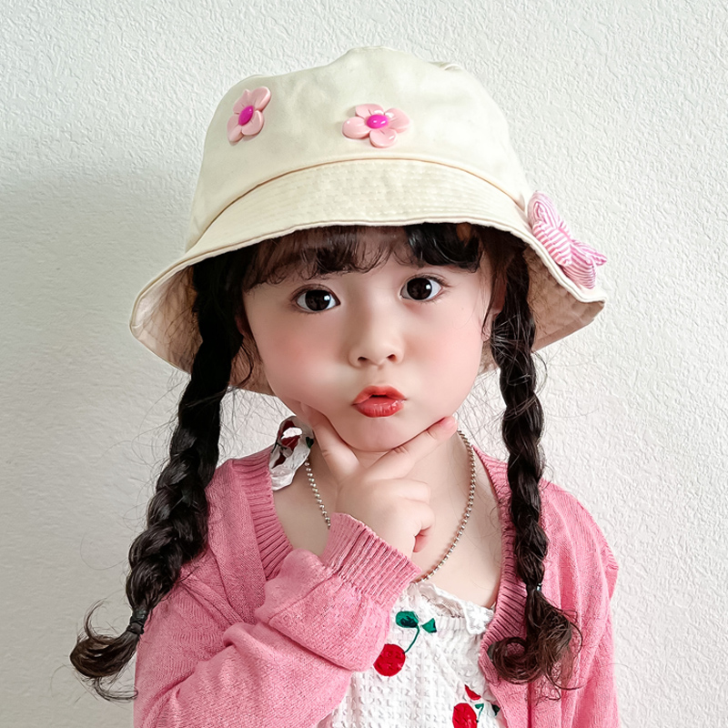 キッズ帽子 お花飾り付きやわらか帽子