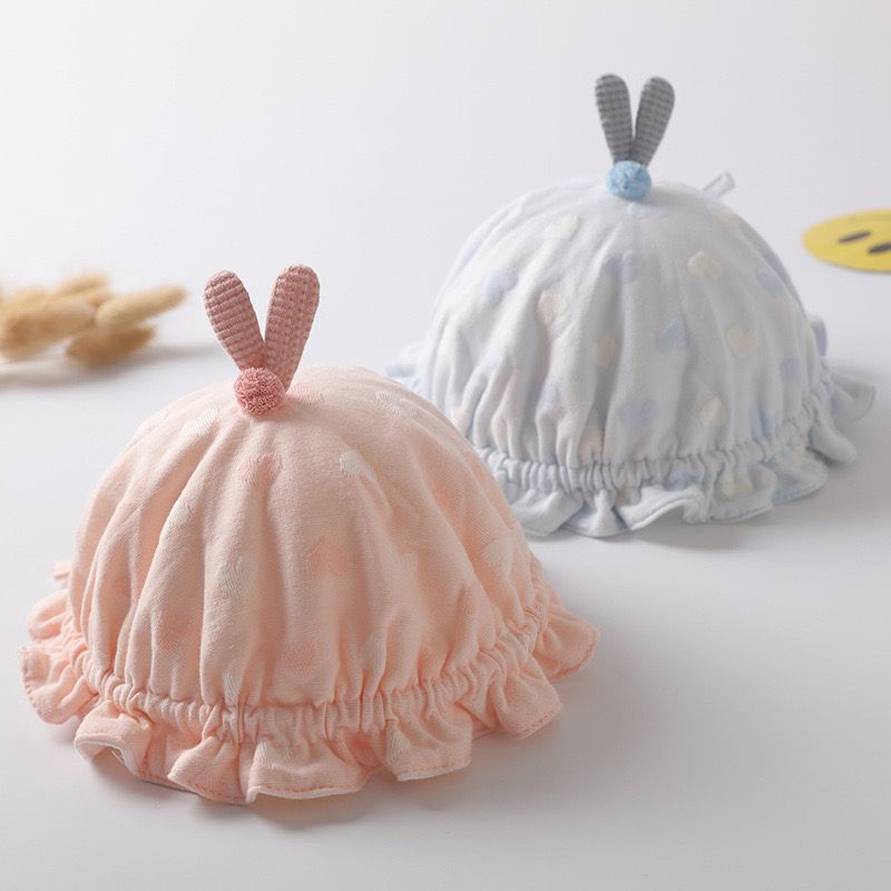 キッズ帽子 うさぎ耳のふんわりボンネット