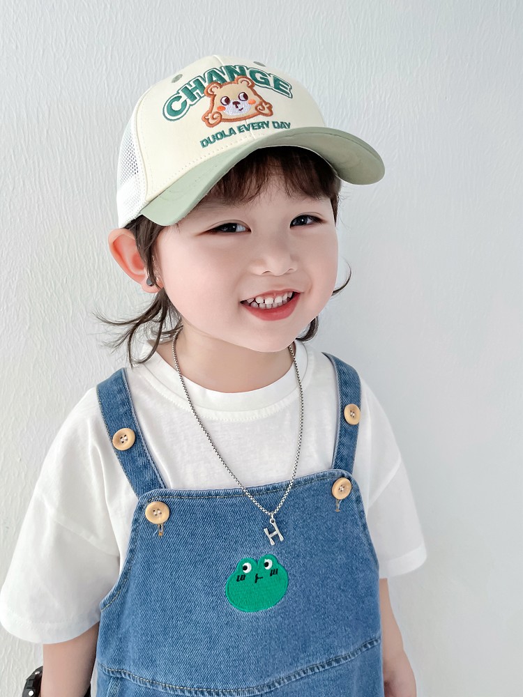 キッズ帽子 くまさん刺繍メッシュキャップ