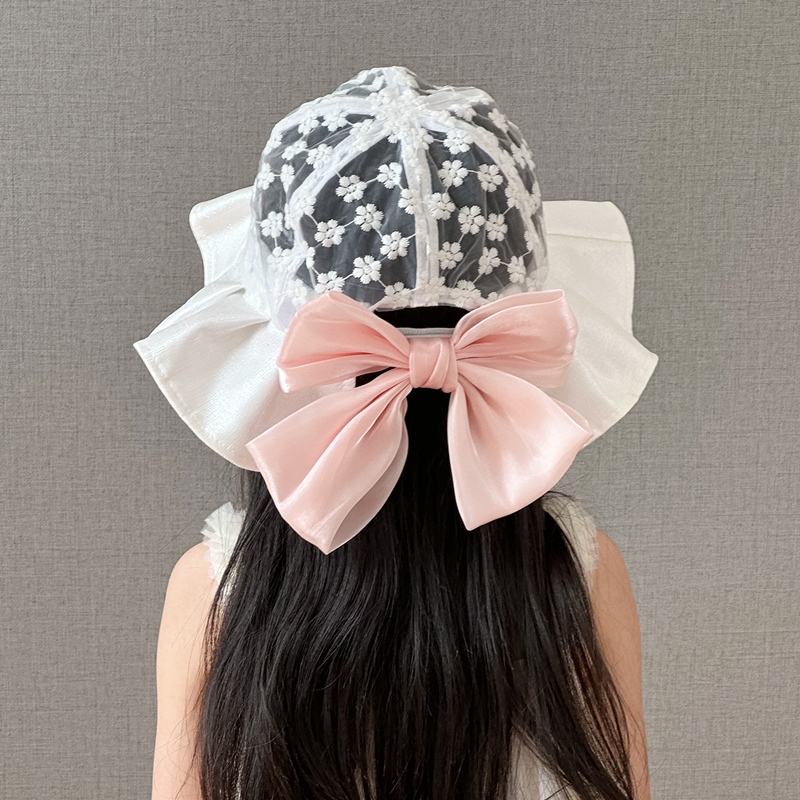 キッズ帽子 お花レース フリルリボン バケットハット