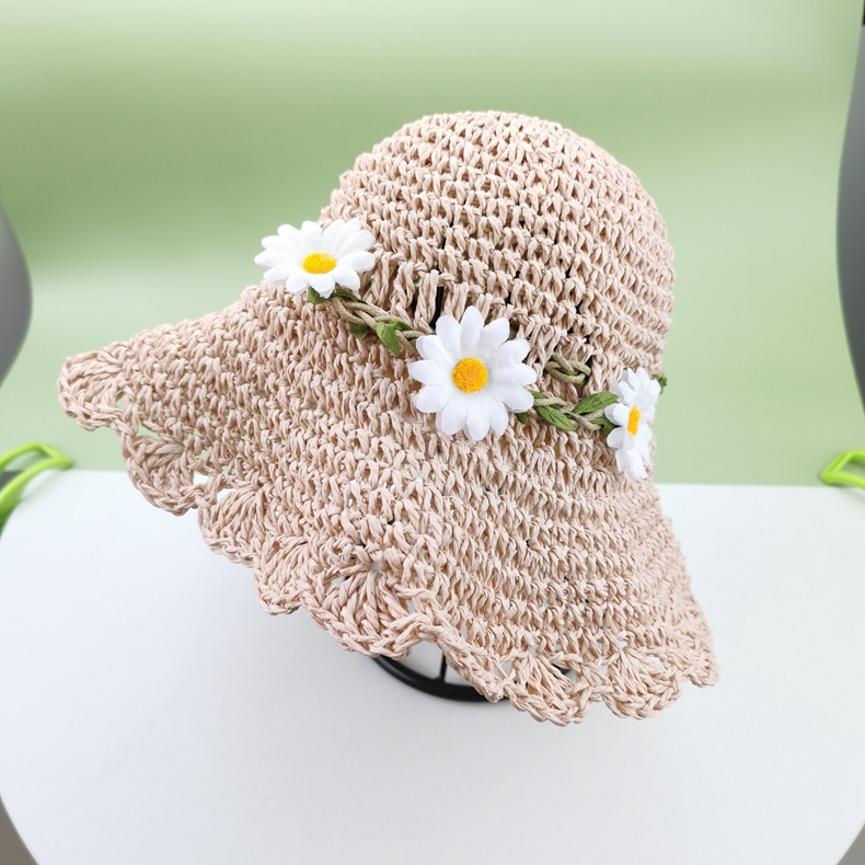 キッズ帽子 お花いっぱい麦わらハット