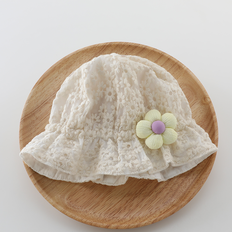 キッズ帽子 花刺繍レース 赤ちゃん用日よけ帽子