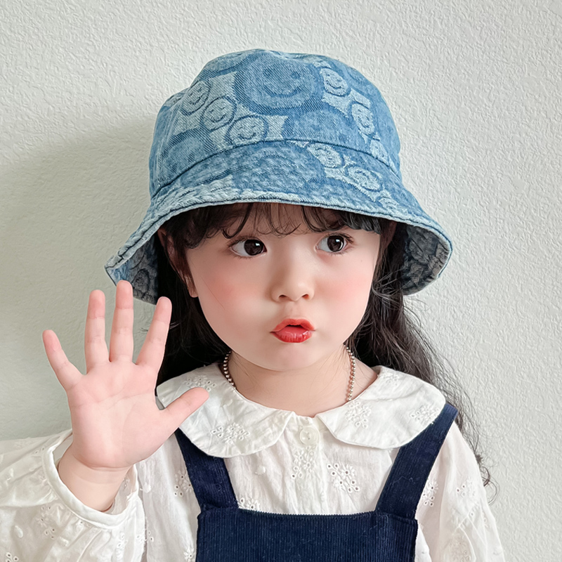 キッズ帽子 にこにこ模様のバケットハット
