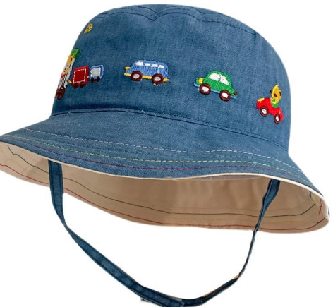 キッズ帽子 ベビー帽子 乗り物柄 可愛い子供用つば広帽　ベビーバケットハット