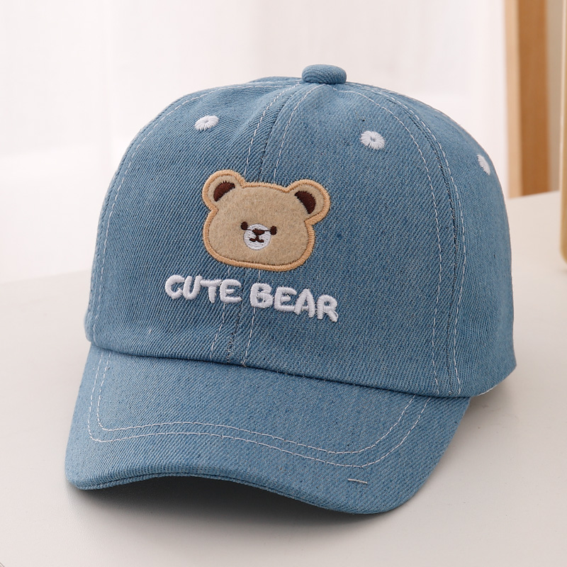 キッズ帽子 くまさん刺繍入りデニムキャップ