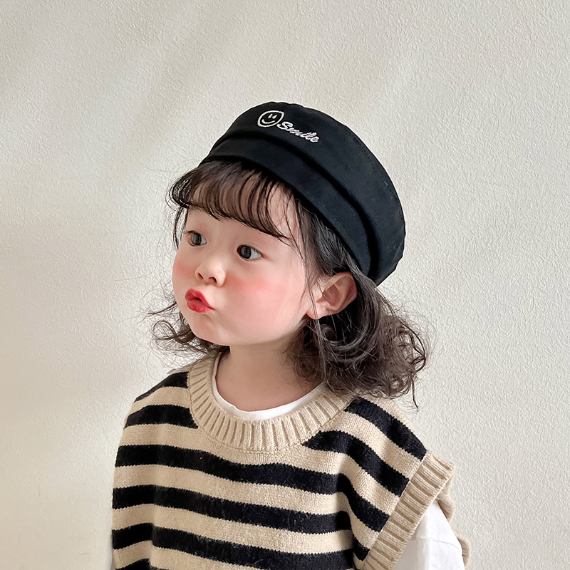 キッズ帽子 にこにこ笑顔 ふわもこベレー帽