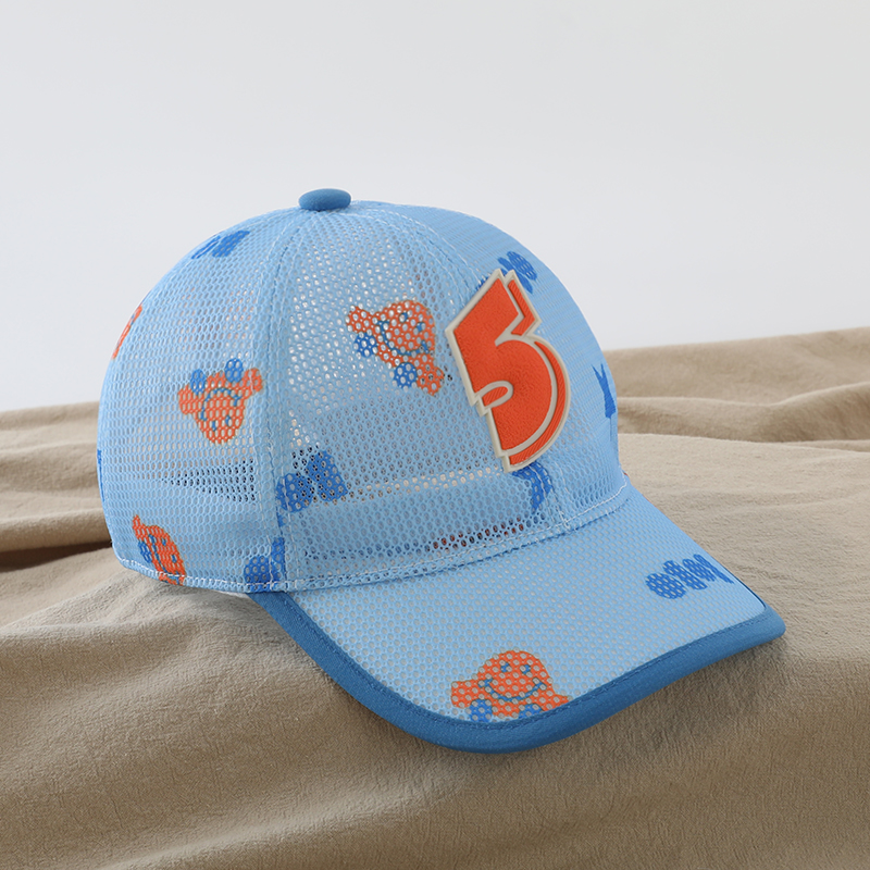 キッズ帽子 メッシュ数字アクセント キッズキャップ