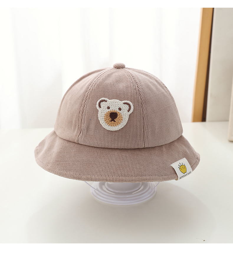 キッズ帽子 くまさん刺繍入り コーデュロイバケットハット