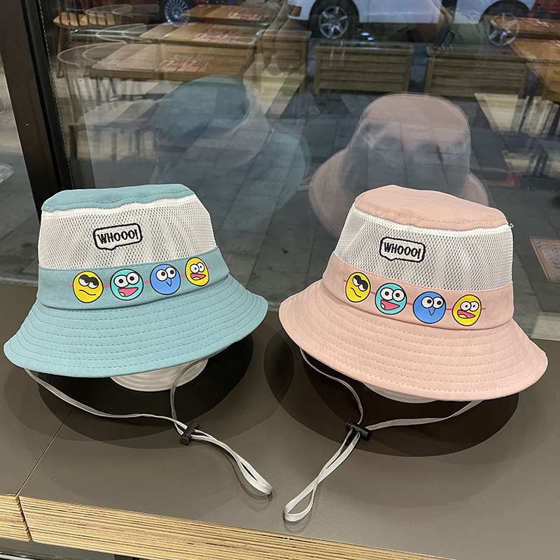キッズ帽子 おもしろ顔柄メッシュバケットハット