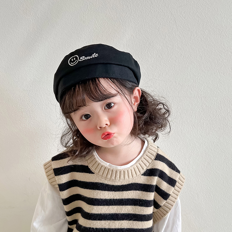 キッズ帽子 にこにこ笑顔 ふわもこベレー帽