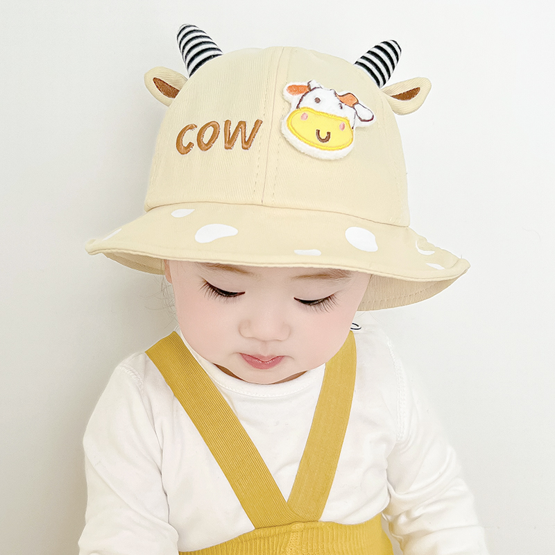 キッズ帽子 うし模様のかわいいベビー用バケットハット