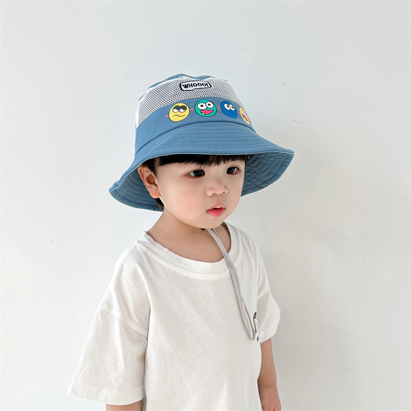 キッズ帽子 おもしろ顔柄メッシュバケットハット