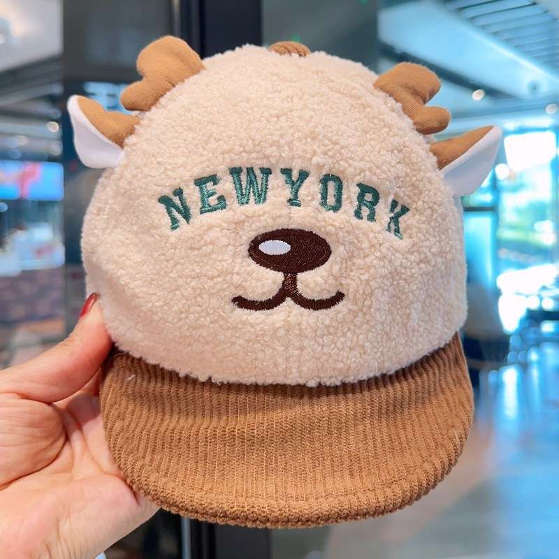 もこもこ動物「NEWYORK」キッズ帽子