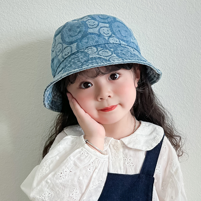 キッズ帽子 にこにこ模様のバケットハット