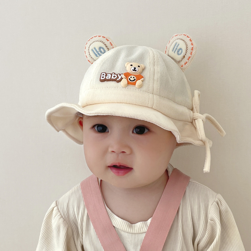 キッズ帽子 ふわふわ耳付きくまさんバケットハット